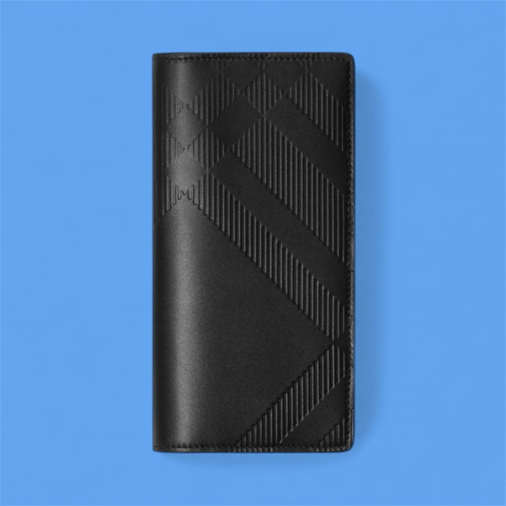 🆕 NWT Burberry Black Embossed Check Continental Wallet - Brand New!
